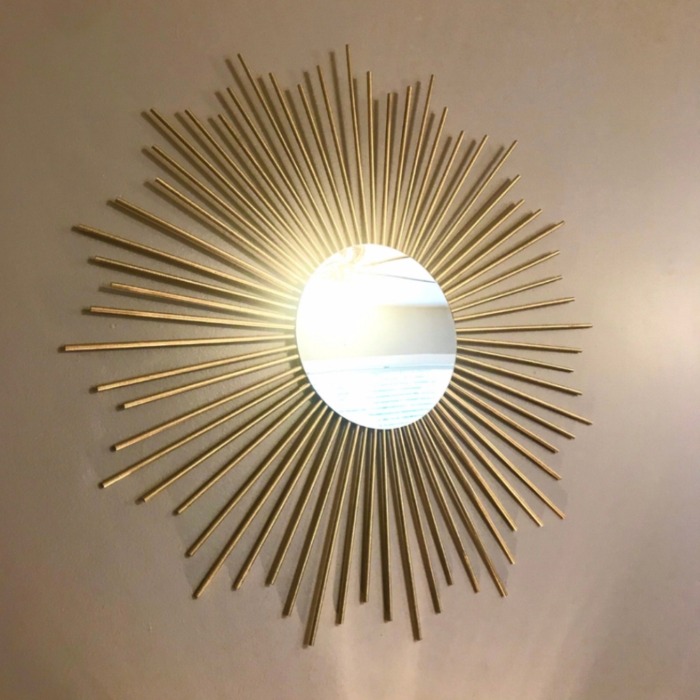 35" Gold Sunburst Mirror Decorative Wall Mirror